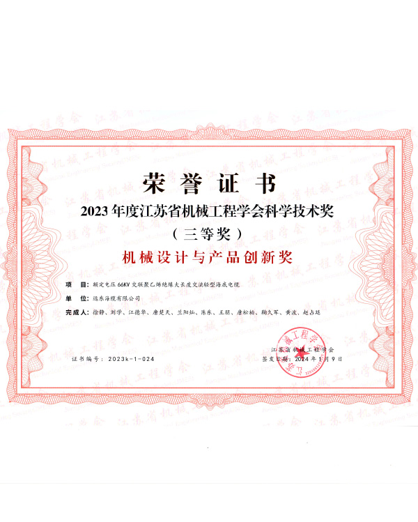 2024 Second Prize of Jiangsu
Science and Technology Innovation Association Scientific and Technological
Achievement Transformation Award